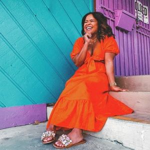 TARGET ORANGE MIDI DRESS